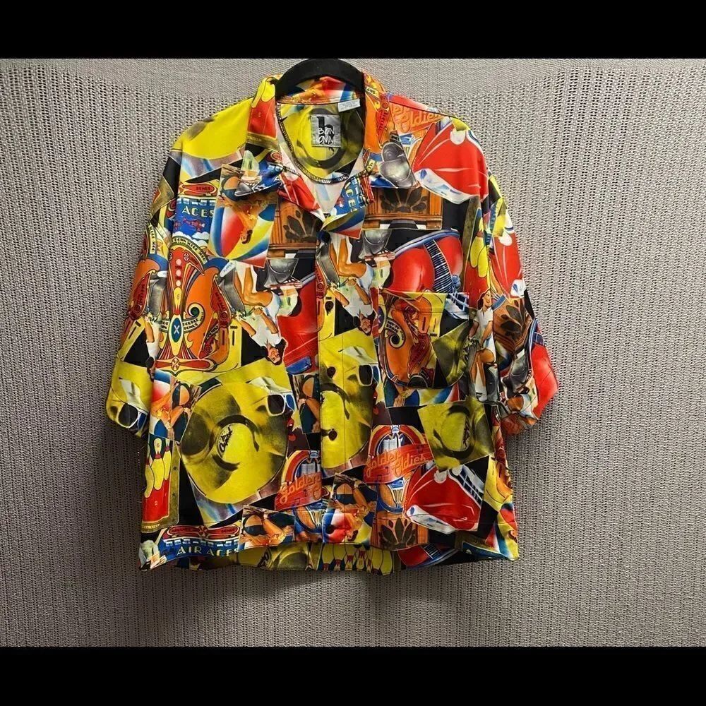 Bon HOMME button down shirt sleeve Golden oldies shirt/ extra large